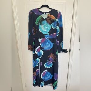 Babaton Aritzia floral midi dress with high slit and button back size 6